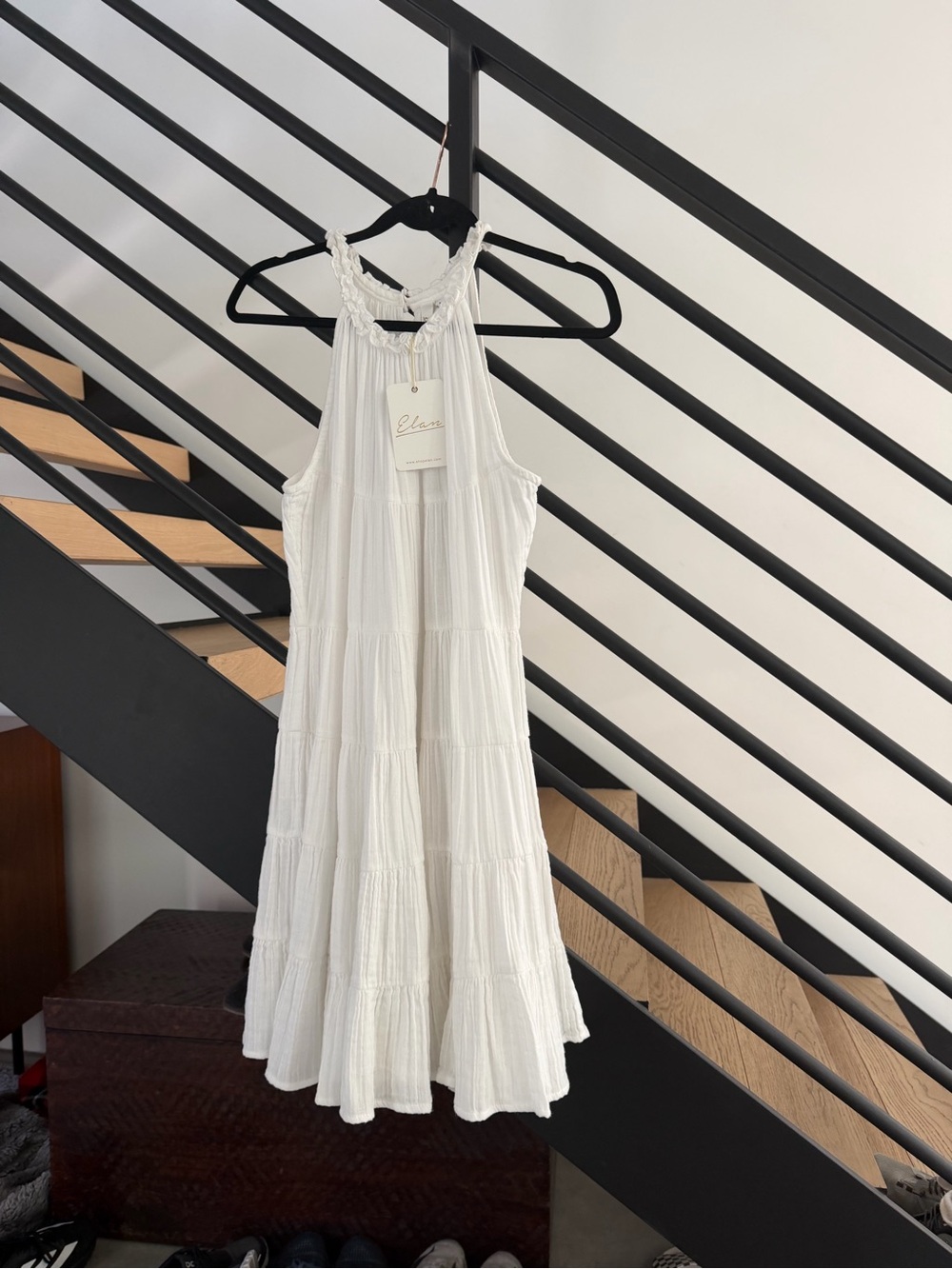 Elan White Tiered Halter Mini Dress NWT